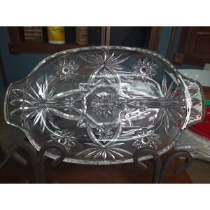 Vintage Anchor Hocking‎ "Star of David" Divided Relish Dish 10" Clear Glass  USA